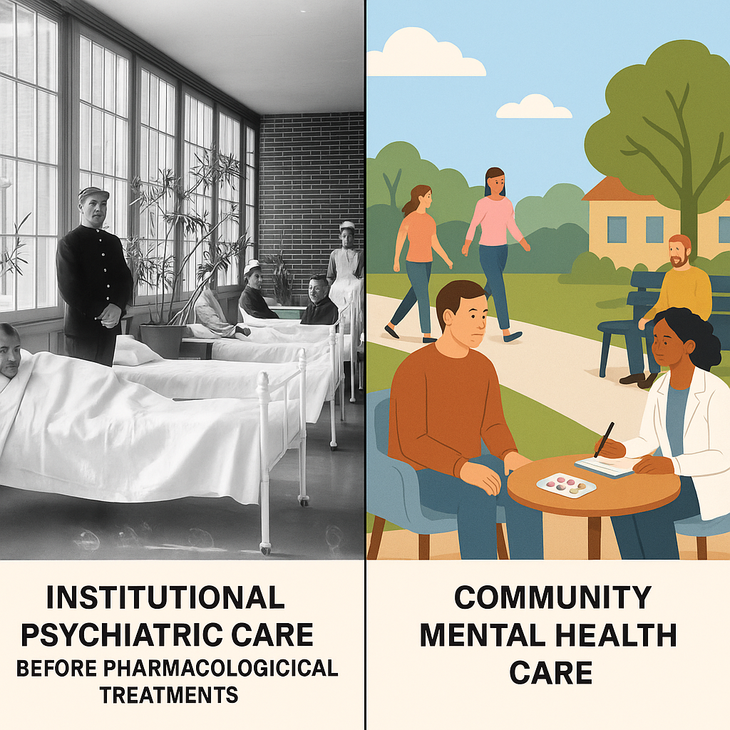 The advent of effective pharmacological treatments for mental disorders was the key driving force for the deinstitutionalization